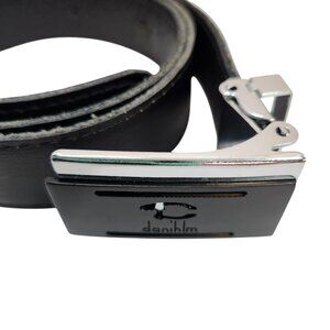 Danihlm Men's Black Leather Belt with Beautiful Silver Buckle Made in Bulgaria